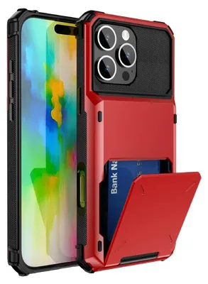Obrázek produktu pro Ochranný kryt na telefon, nárazuvzdorný, slot pro kartu, červený