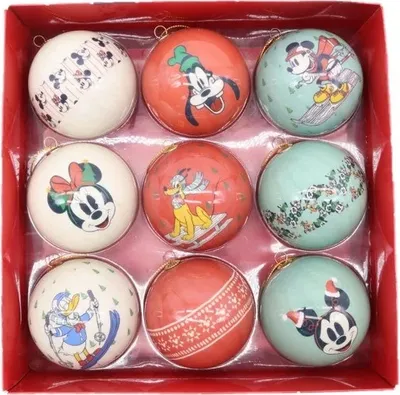 Produktbild von Disney Micky Maus Weihnachtskugeln 9 Kugeln Retro Design Weihnachten Kugel