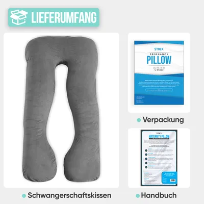 Produktbild von Strex schwangerschaftskissen XXL - U-Form Seitenschläferkissen 280 cm mit abnehmbarer Abdeckung | Ganzkörper-Stillkissen mit hochwertiger PP-Baumwollfüllung