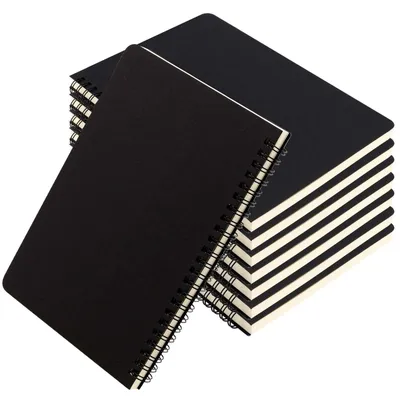 Produktbild von 8er Pack A5 Skizzenbücher mit Spiralbindung und Schwarzem Umschlag