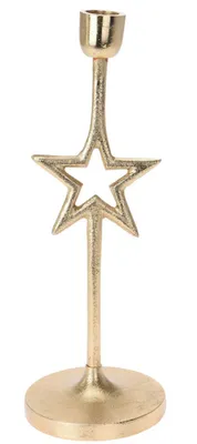 Zdjęcie produktu dla Złoty metalowy świecznik 18,5 cm, gwiazda