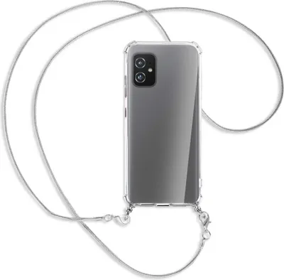 Produktbild von Handykette Backcover-Schutzhülle mit Band (Metall silberfarben) für Asus Zenfone 8 - silberfarbene Kette Snake
