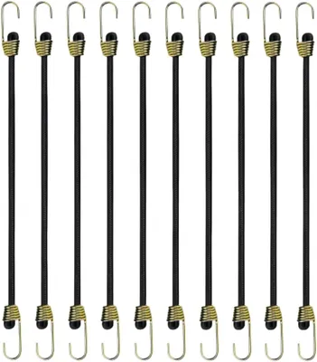 Obrázek produktu pro 10 mini gumových lan (25 cm) z odolného polypropylenu, pro plachty, stany, zahradu a zavazadla