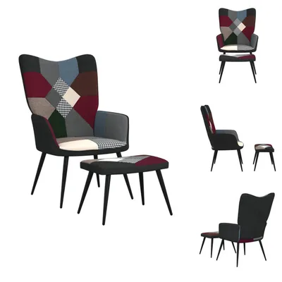 Immagine prodotto di vidaXL Poltrona relax con sgabello Tessuto patchwork - Poltrona