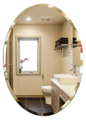 Image de Miroir de salle de bain ovale, sans cadre, 60x80 cm