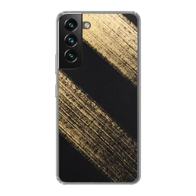 Produktbild von MuchoWow® Handyhülle Schutzhülle Hülle für Samsung Galaxy S22 Goldene Farbstreifen auf schwarzem Hintergrund Silikon Softcase Handy Hülle - Mobiltelefonhülle