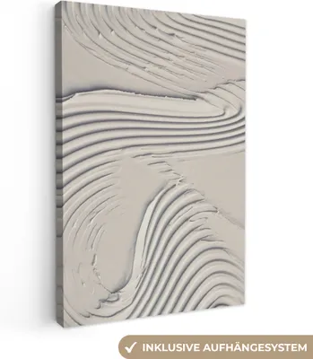 Produktbild von MuchoWow® - Leinwandbilder - Abstrakt - Kunst - Linien - Weiß, Wandbild, Wanddeko Bilder Wohnzimmer, 20x30cm