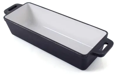 Produktbild von Brotback- und Auflaufform aus Gusseisen, Bräter ohne Deckel, Kastenform mit Emaille-Beschichtung, geeignet für Backöfen, Grill, BBQ und Induktion, 1,5 L, 9,20 x 36,70 x 14,90 cm