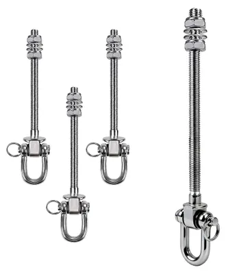 Produktbild von Edelstahl Schaukelhaken 4er Set, Deckenhaken für Schwerlast, Drehbar, Hängesessel Halterung mit Kugellagern für Holzbalken, Boxsack Befestigung, Terrasse und Veranda
