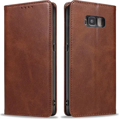 Produktbild von Handyhülle für Samsung Galaxy S8 Kunstleder Flip Cover Hülle Handytasche Case Kartenfach Farbe: Dunkelbraun