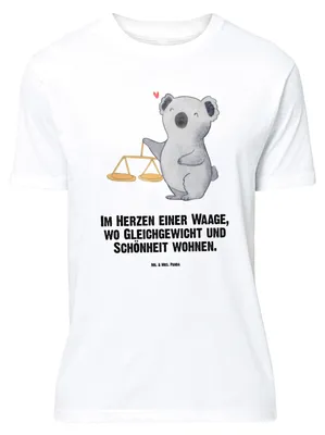 Produktbild von Mr. & Mrs. Panda Größe L T-Shirt Waage Astrologie - Weiß - Geschenk, Tshirt, Shirt, Geburtstagsgeschenk, Tierkreiszeichen, Sternzeichen, mit Spruch
