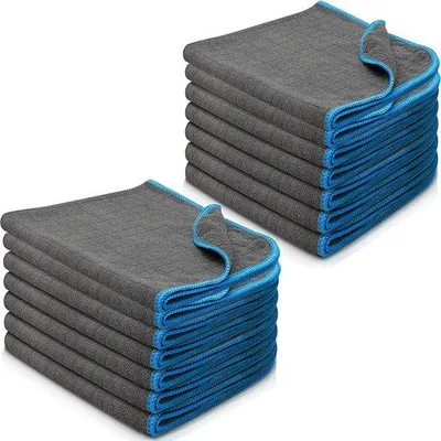 Produktbild von Famanu Mikrofasertücher 14 Stück, 380 g/m², extrem saugfähig und leicht, für Fahrzeugpflege, 40 x 40 cm