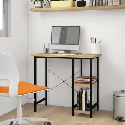 Zdjęcie produktu dla Biurko Komputerowe, Czerń I Jasny Dąb, 80X40X72 Cm, Mdf I Metal Lumarko!