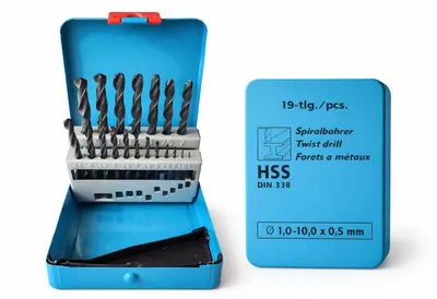 Produktbild von HSS Spiralbohrer Satz 19 tlg 1 - 10 mm Metallbohrer Alu Stahlbohrer Bohrer