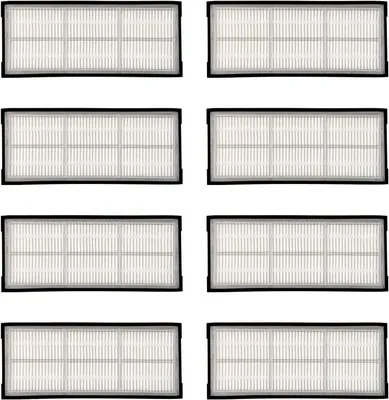 A grid of eight identical white and black filters against a white background.