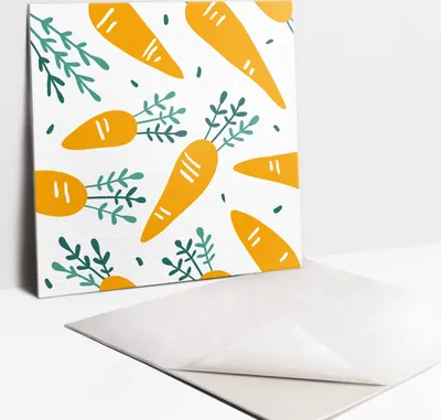 Obrázok produktu pre Samolepiace vinyleové dlaždice - Nálepky na Stenu - Podlahu - Sada 9 Kusov - 30x30 cm - Kreslená mrkev