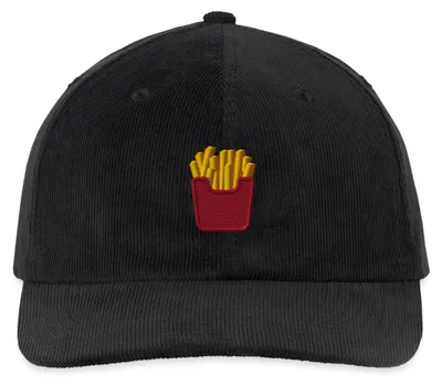 Produktbild von Spreadshirt Stickmotiv Pommes in Rotem Fizzer Beutel Bestickte Cord Cap, One size, Schwarz