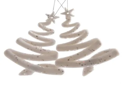 Produktbild von Christbaumschmuck Baum Kunststoff Länge 12 cm 2 Stück weiß