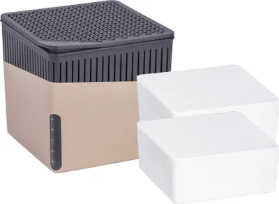 Produktbild von WENKO Luftentfeuchter Cube inkl. 2x1000g Nachfüllpaket Raumentfeuchter Beige