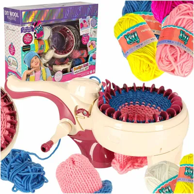 Produktbild von Strickmaschine – Set zum Stricken mit 5 verschiedenen Garnfarben