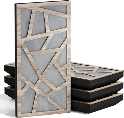 Immagine prodotto di Set di 10 pannelli acustici sottili SKYROSS-F in velluto, dimensioni 50x25 cm, finitura Sonoma/grigio