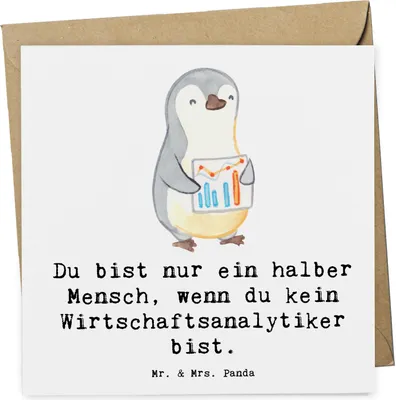 Produktbild von Mr. & Mrs. Panda Grußkarte Wirtschaftsanalytiker Herz - Weiß - Geschenk, doppelkarte, faltkarte, anlasskarte, Glückwunschkarte, Klappkarte