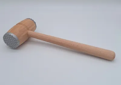 Produktbild von Fleischhammer Fleischklopfer Holz mit Metallbesatz 29,5 cm Schnitzel Klopfer