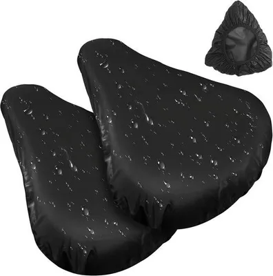 Image de Lot de housses pour selles de vélo - Housses imperméables pour vélos - Protection en PVC - 2 pièces - Noir