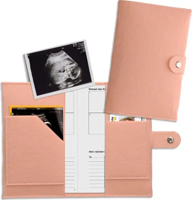 Produktbild von kwmobile Hülle für Mutter-Kind-Pass aus Filz - Cover für österreichischen Mutterpass - Schutzhülle mit extra Fächern - Altrosa