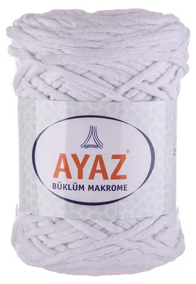 250g Strickgarn Büklüm Makrome Baumwollgarn weiß