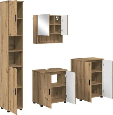 Productafbeelding van vidaXL Badkamerkastset, 4 stuks, Artisan-eikenhout, 61 x 35 x 64 cm