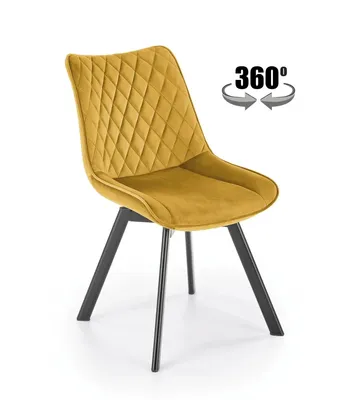 Zdjęcie produktu dla Krzesło tapicerowane K520 VELVET musztardowe obracane