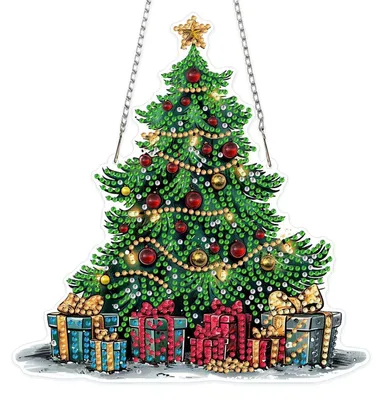 Immagine prodotto di Set per creare ciondoli "Diamond Painting" a forma di albero di Natale, con catena, ideale per bambini e adulti