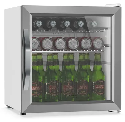 Getränkekühlschrank 47 L, leise, 42 dB, Glastür, 5-stufig, Weiß