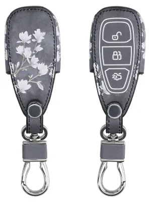 Produktbild von kwmobile Autoschlüssel Hülle kompatibel mit Ford 3-Tasten Autoschlüssel Keyless Go - Kunstleder Schutzhülle Schlüsselhülle Cover