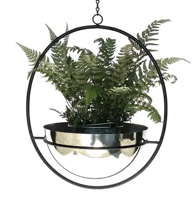 Produktbild von DanDiBo Blumenampel Innen Metall Wand Hängepflanzen 78 cm 96087 L mit Topf Silber Pflanzenhänger Blumenhänger Topfhänger Blumen Blumentopfhänger Hängetopf