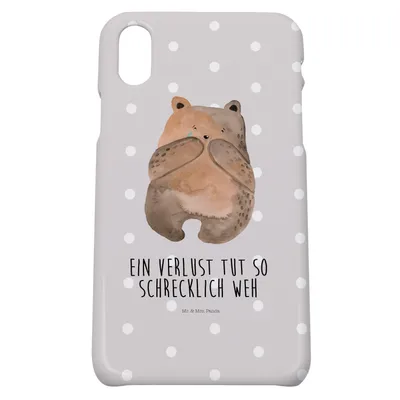 Produktbild von Mr. & Mrs. Panda Iphone 10 Handyhülle Bär Verlust - Grau Pastell - Geschenk, Teddy, Hülle, Handy, Cover, X, Trauer Trauergeschenk Traurig Trösten Trost Liebeskummer