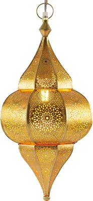 Zdjęcie produktu dla Orientalna lampa wisząca Lunar Gold 40cm oprawka E27 | Marokańska lampa wisząca Ramadan z Maroka | Orientalne lampy do salonu kuchni lub wiszące nad stołem jadalnym