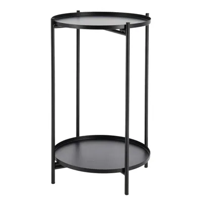 Produktbild von Beistelltisch rund Couchtisch Telefontisch 28x48 cm schwarz