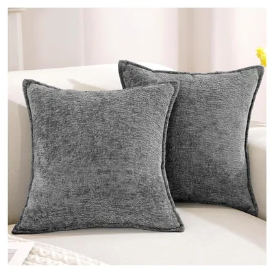Produktbild von 2er Set Chenille Kissenbezüge, 50x50 cm, Weiche Dekokissenbezüge in Grau
