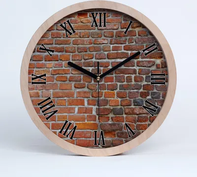 Produktbild von Holzuhr 30fi cm wanduhr - schwarze Spitzen - Ziegelwand