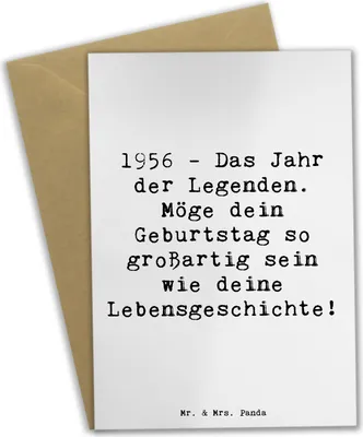 Produktbild von Mr. & Mrs. Panda Glückwunschkarte Spruch 1956 Geburtstag - Weiß - Geschenk, Feier, weihnachtskarten, Erinnerung, osterkarten, Grußkarten, Geburtstagsgeschenk, Alter