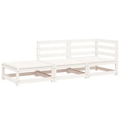 Image de vidaXL Canapé de jardin avec tabouret 2 places blanc pin massif