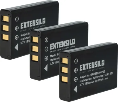 Produktbild von EXTENSILO 3x Akku Ersatz für Fujifilm NP-120 für Kamera (1800 mAh, 3,7 V, Li-Ion)