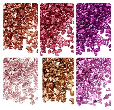 Produktbild von 6 Farben Glasplitter 1-4mm unregelmäßig glitzernd metallisch 28g Rot