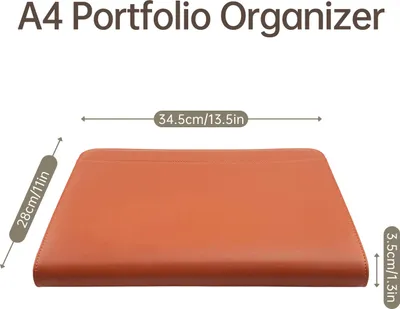 Zdjęcie produktu dla Zapinane na zamek etui na dokumenty A4 ze skórypoliuretan na rozmowę kwalifikacyjną, CV, planowanie agendy, terminarz, etui na tablet lub dla mężczyzn, kobiet i biznesmenów - brązowe