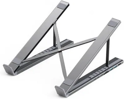 Image de Adaptateur multiport ergonomique 8 en 1 - 360 grammes - Argent