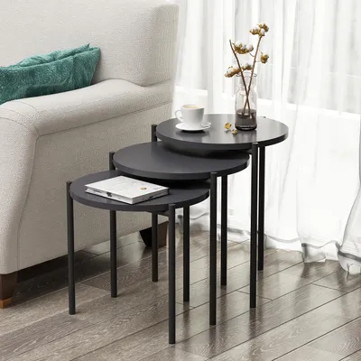 Produktbild von Homidea ZUBA Satztisch Set 3-teilig Ø 40 cm Anthrazit