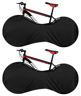 Productafbeelding van Fietsbeschermhoezen, 2 stuks, zwart, 160 x 66 cm, elastisch, stofbestendig, wasbaar, geschikt voor mountainbikes en racefietsen