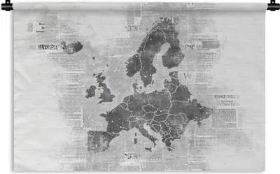 Produktbild von MuchoWow® Wandteppich Wandbehang Eurocard auf Zeitungspapier - schwarz und weiß 60x40 cm Tapisserie Dekoration Wandtuch - Wanddekorationen